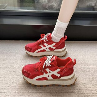 青岛福客来女鞋源头工厂新款透气增高老爹鞋女2026秋冬厚底百搭阿