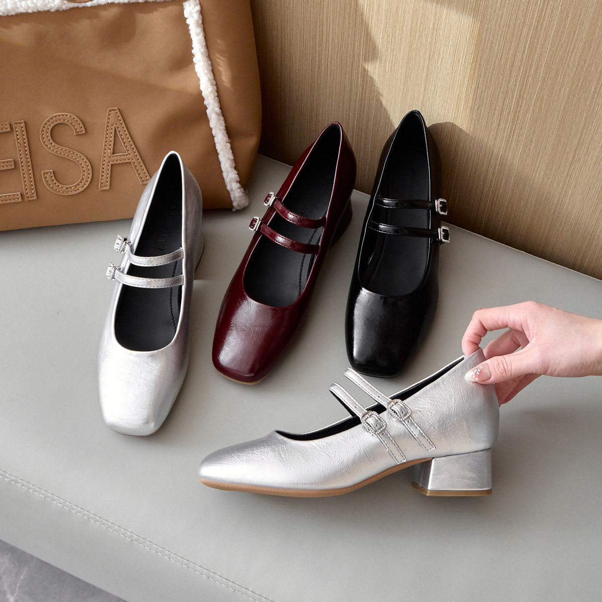 四季青广州十三行即墨羊皮版~隐形内增高6cm玛丽珍鞋女2025新款春,女鞋,浅口单鞋,淘宝优惠券,粉丝福利购,淘宝优惠卷