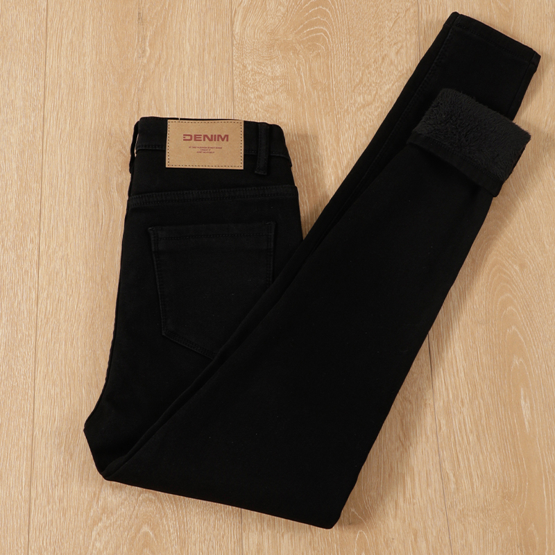 韩国黑色牛仔裤女春秋2025新款弹力修身加厚铅笔裤高腰修身长裤夏
