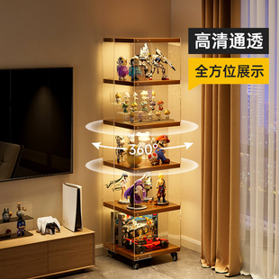 小户型窄柜子展示架陈列柜亚克力旋转书柜模型手办收纳盒墙角书架