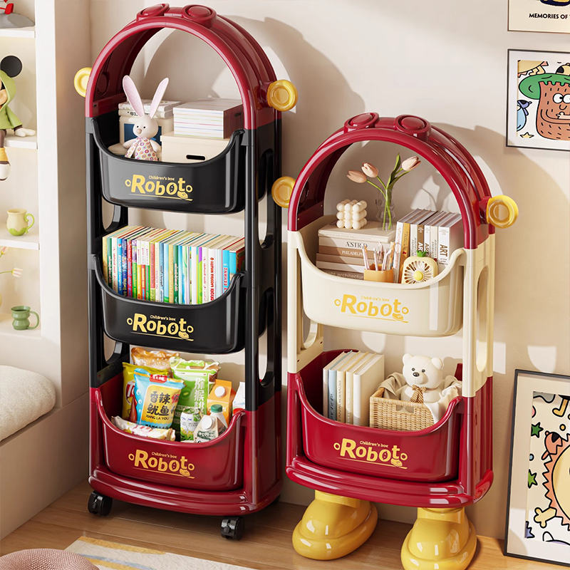 多巴胺小推车零食置物架家用落地多层客厅卧室书本玩具杂物收纳架