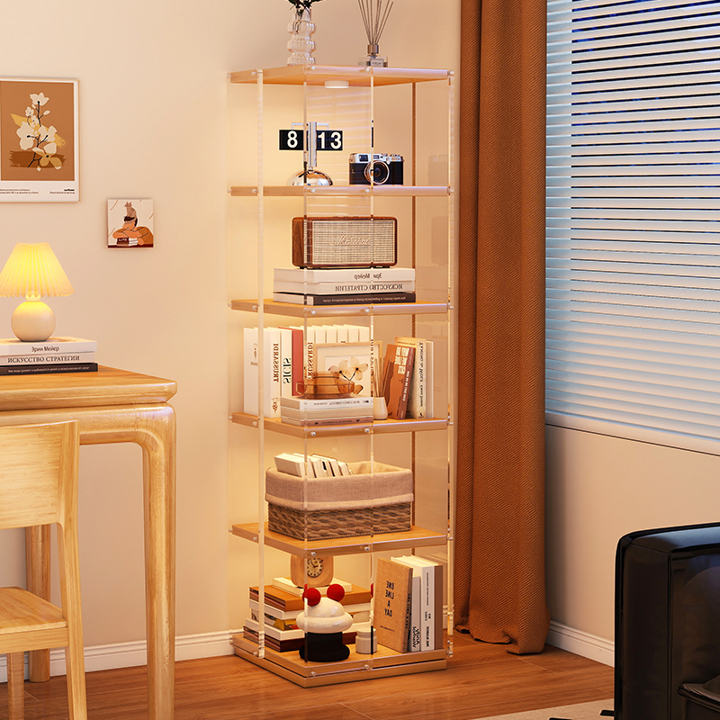 亚克力旋转书架360度实木书柜