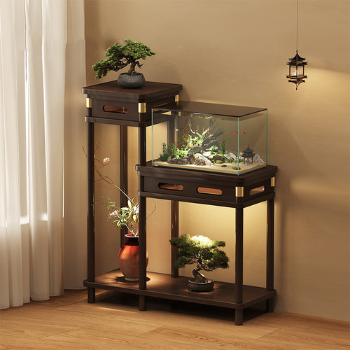 新中式实木花架客厅落地式花盆架