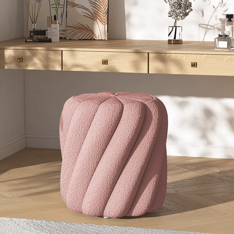 梳妆凳女生卧室化妆凳家用羊羔绒衣帽间换鞋凳轻奢高级感沙发圆凳