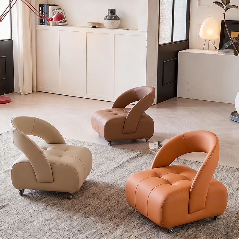 矮凳家用客厅高级感滑轮凳真皮万向轮小凳子沙发换鞋凳靠背小椅子