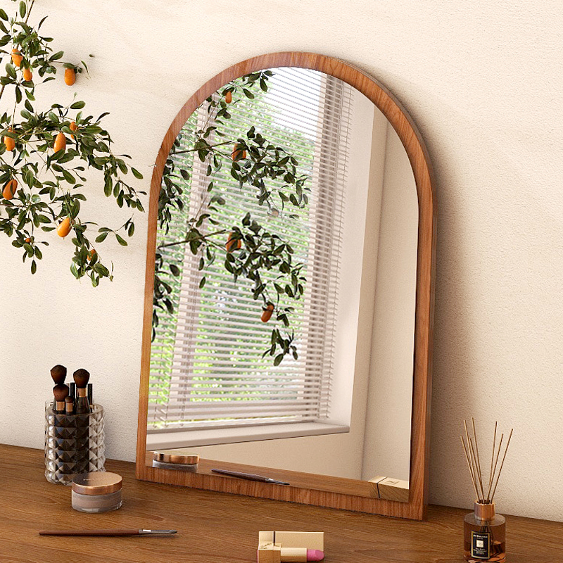 乐远实木带灯梳妆镜异形补光