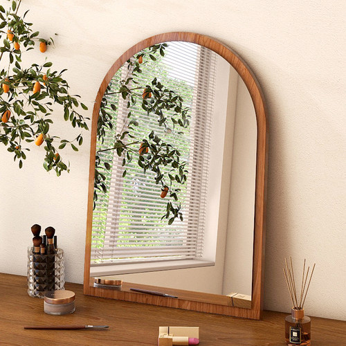 乐远实木带灯梳妆镜异形补光