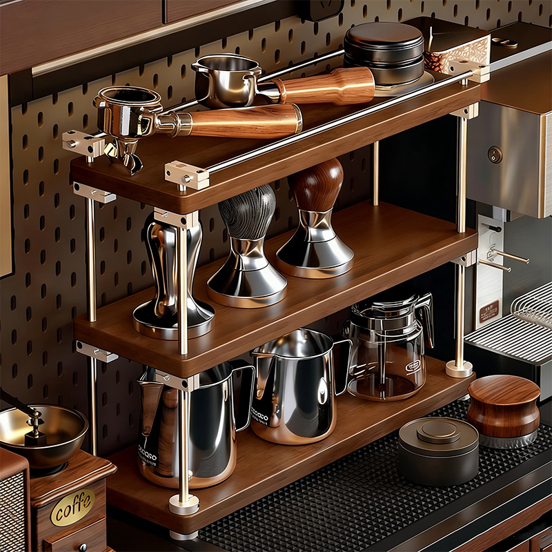 实木工业风咖啡水杯置物架