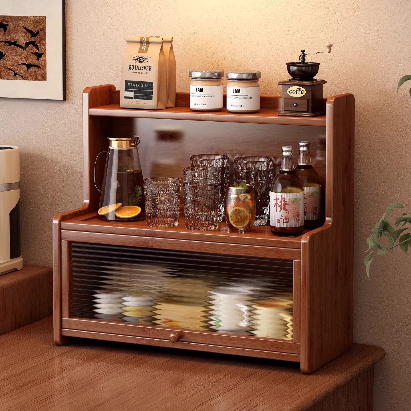 中古风桌面置物架茶吧机水杯架台面杯子收纳日式咖啡杯收纳展示架,住宅家具,搁板/置物架/家用陈列架,淘宝优惠券,粉丝福利购,淘宝优惠卷