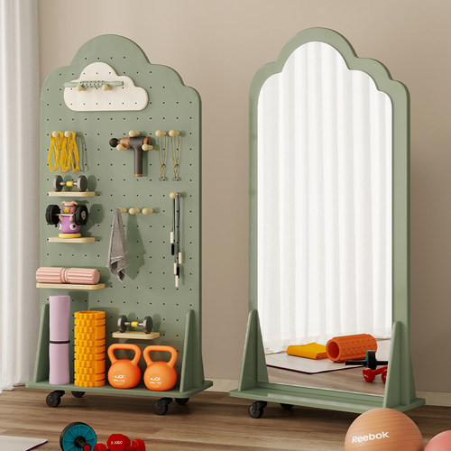 可移动健身器材收纳穿衣镜二合一