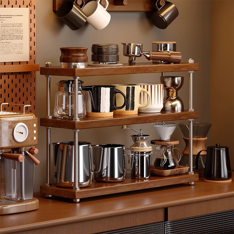 可调层距中古杯架置物架