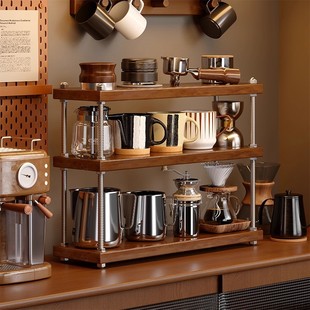 中古实木杯架杯子收纳置物架咖啡角餐边柜厨房桌面护肤品整理架子