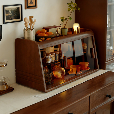 实木杯架中式桌面餐边柜水杯咖啡杯餐桌台面收纳柜杯子收纳置物架