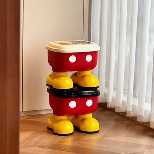 米奇换鞋收纳凳孩童脚凳零食杂物收纳箱毛绒玩娃娃穿鞋凳门口可坐