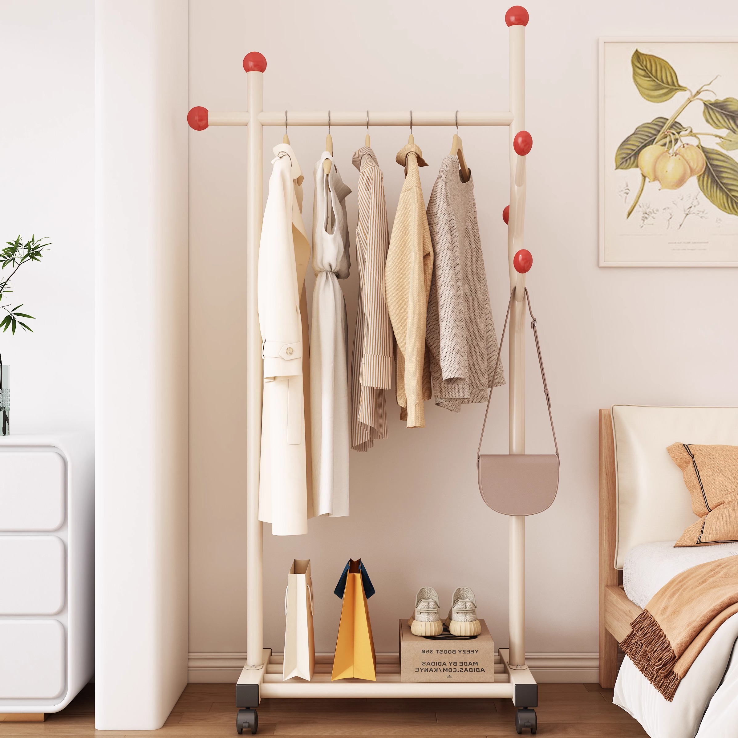 挂衣架落地卧室床边晚上放衣神器家用可移动临时衣服挂架衣帽架