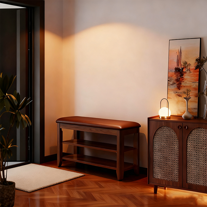 实木可储物可坐多层换鞋凳