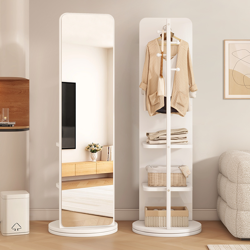旋转全身镜落地镜家用卧室可移动试衣大镜子带挂衣帽架一体穿衣镜