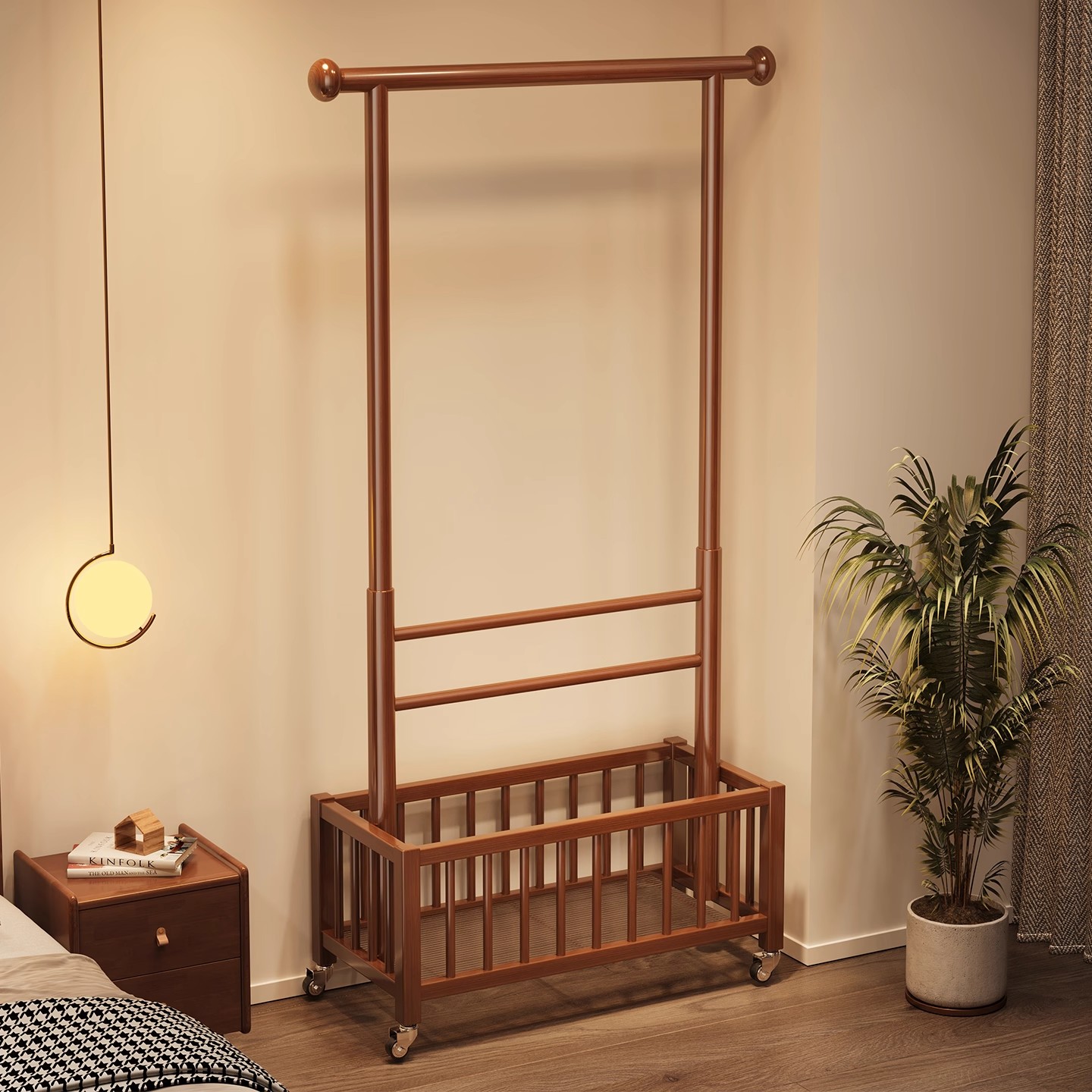 衣架落地卧室实木衣帽架2025新款家用可移动房间挂衣服的架子收纳