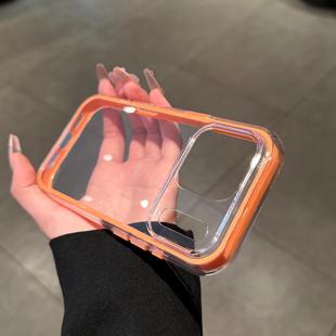 橙色二合一气囊适用苹果17promax手机壳iphone16pro新款13硅胶12简约14保护套15promax极简15plus透明套11潮