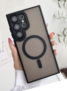 适用三星s24ultra手机壳带镜头膜s23plus摄像头全包s25u磨砂肤感s24磁吸s23u防摔s22u高级感s24+外壳s22u外壳