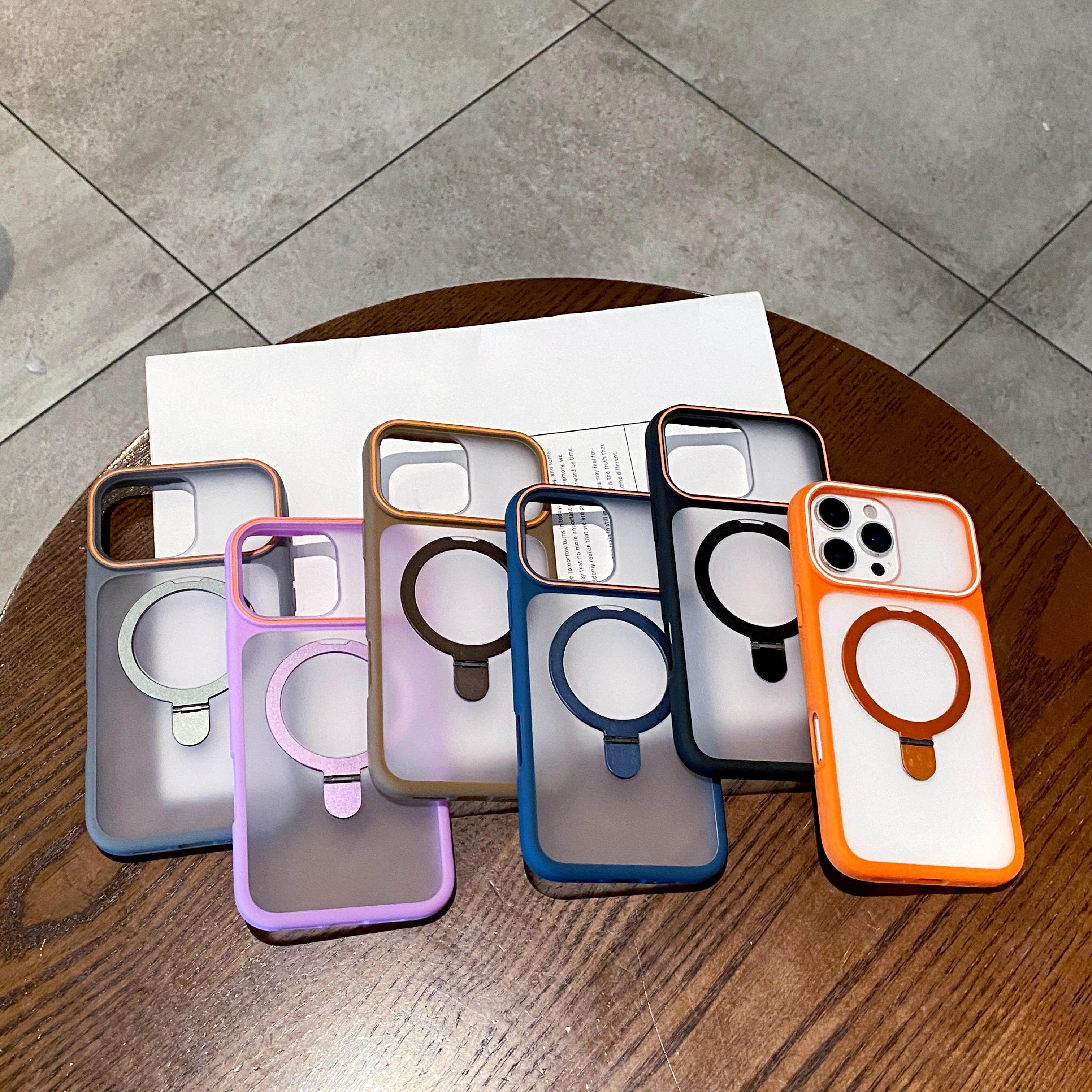 适用iPhone17Pro新款魅眼支架磁吸亚克力大视窗手机壳苹果16promax高级感橙色15 14 13 12 11防摔Air保护套