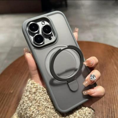 自带金属镜头膜磁吸折叠支架壳