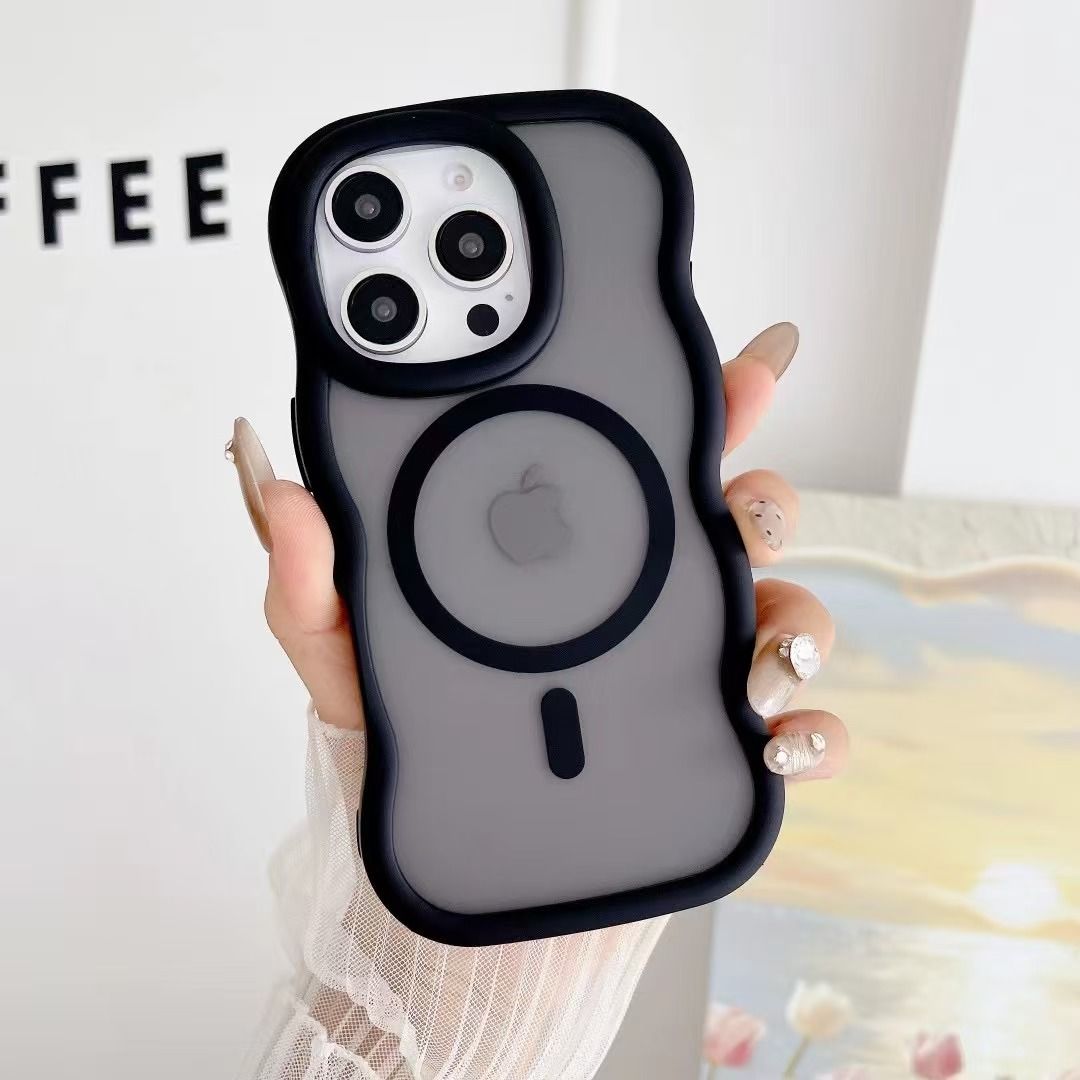 波浪边磨砂肤感磁吸适用苹果16ProMax手机壳iphone16新款15简约4透明13p情侣12男女高级款15promax硅胶保护套