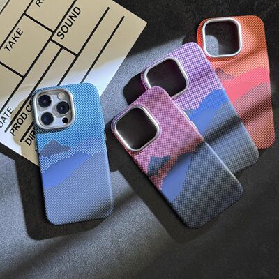 新款山与星河适用苹果iphone15ProMax手机壳高级感磁吸凯夫拉纹理14Pro磨砂超薄防摔magsafe手机套13壳子12壳