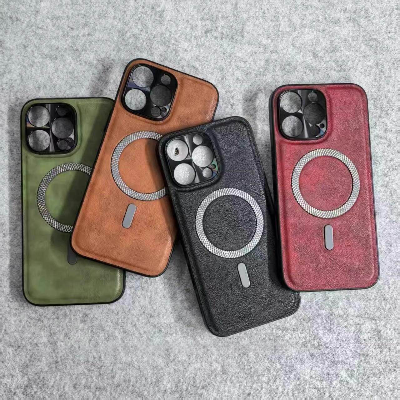 苹果16ProMax复古皮纹手机壳