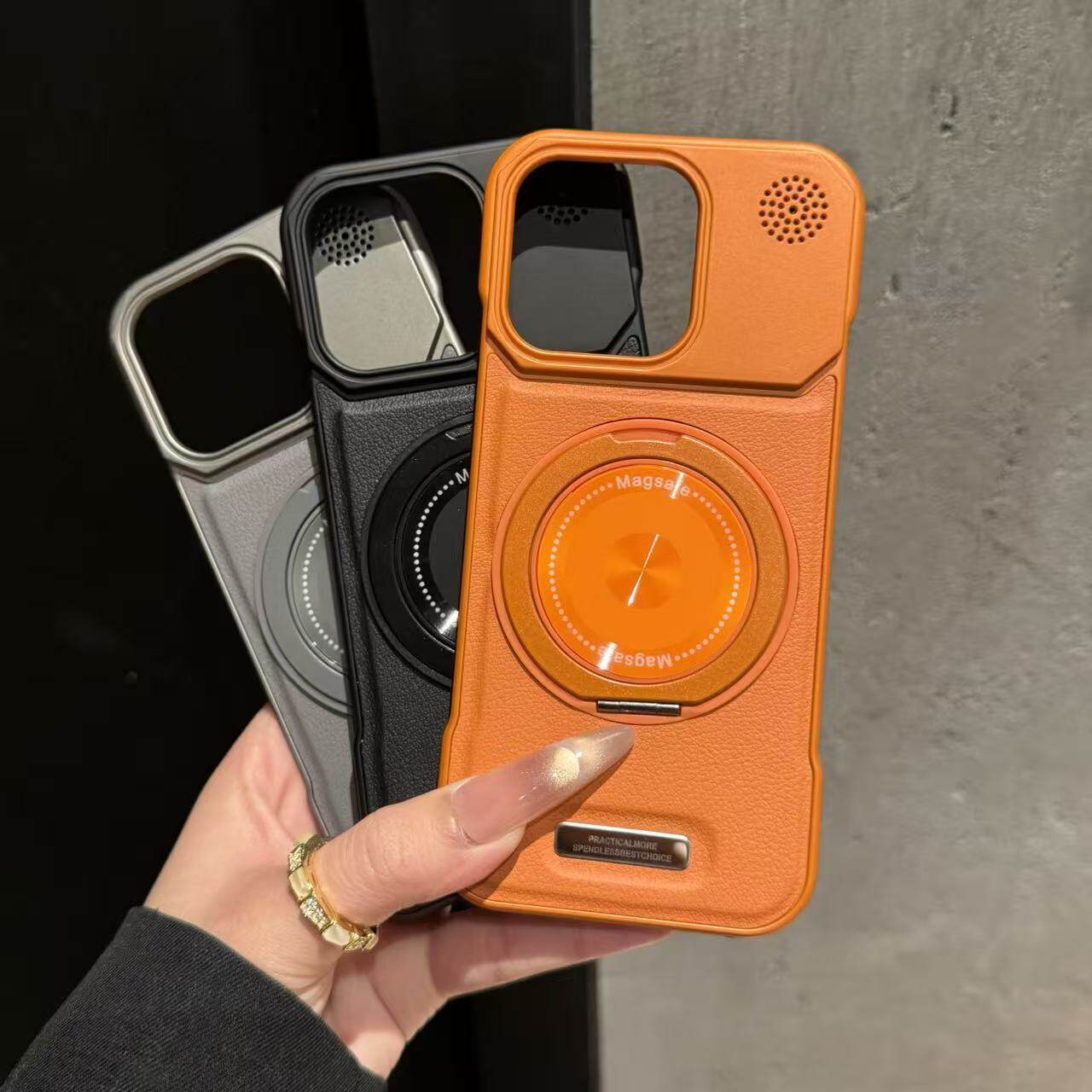 一体解压支架无边框散热适用苹果17promax素皮手机壳iPhone16香薰15硬14小众13磁吸16Pro高级感17防摔13Pro壳