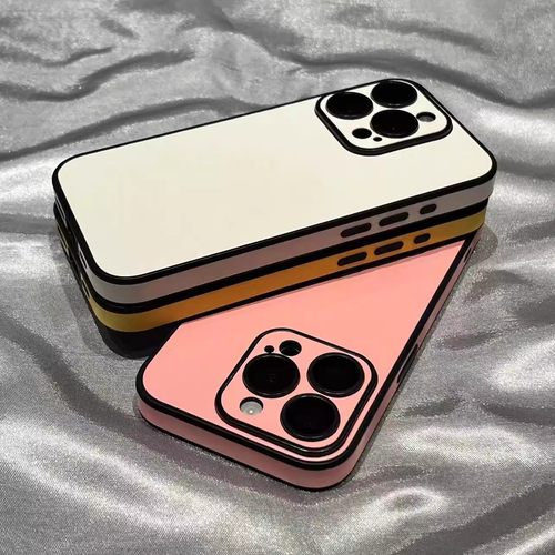 简约白色皮质苹果16/15/13手机壳