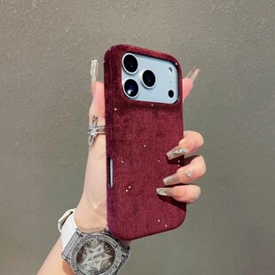 电钻三包轻奢贴皮适用苹果17promax手机壳17Air小众情侣iPhone16plus艺术高级感15男女布纹14/13日韩PC防摔12