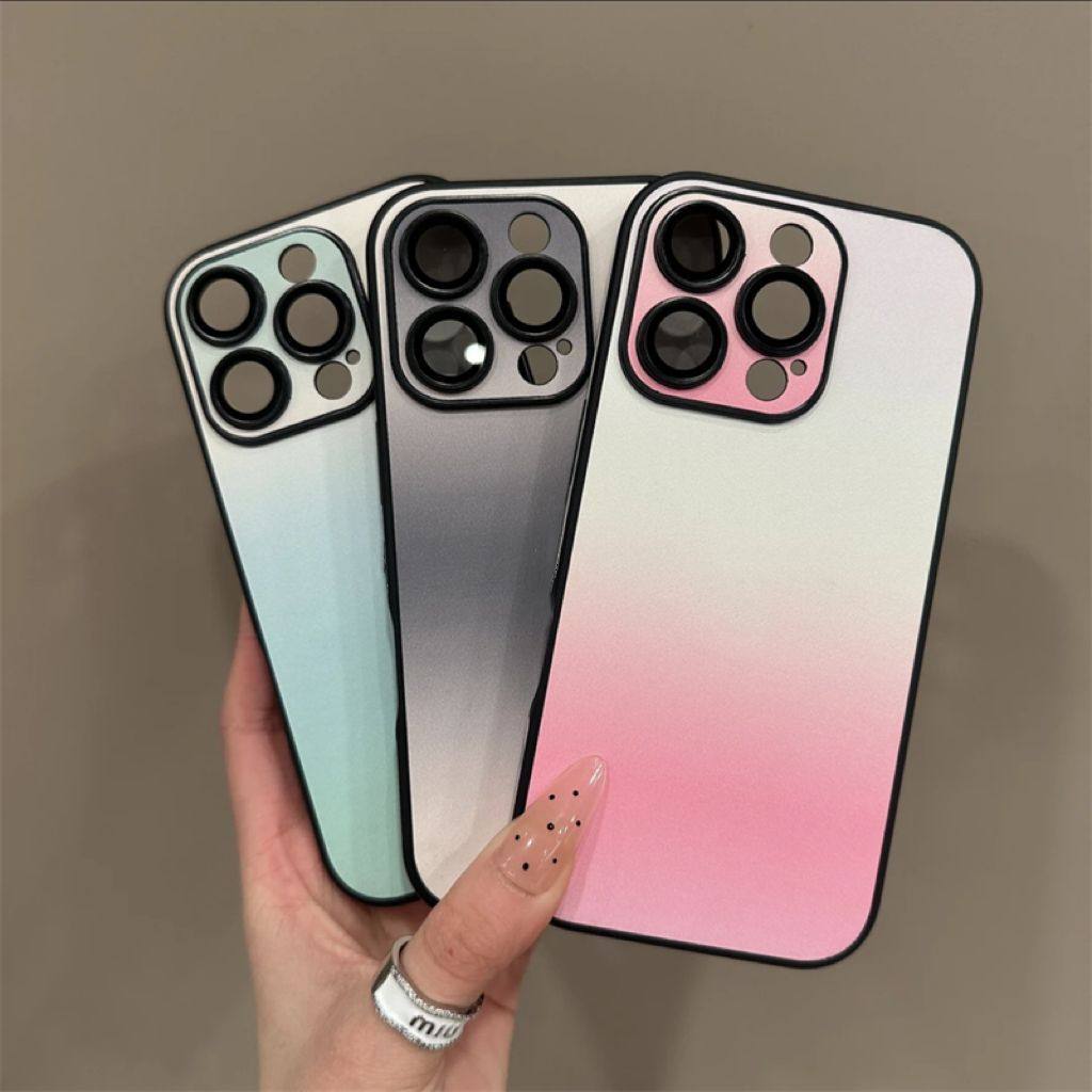 全包镜头膜渐变素皮适用苹果15手机壳iPhone16promax女新款12小众高级感14气质高端奢华13小众防摔保护套11壳