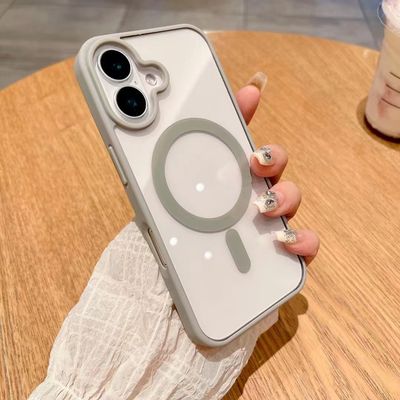 肤感磁吸钛金灰iphone16pro手机壳适用苹果13透明14防摔15无线充电magsafe保护套mini车载12亚克力xrs简约11p