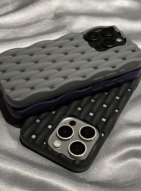 夏季新款镂空散热透气洞洞原灰色适用iPhone16pro手机壳苹果15promax保护套软壳14PM全包13/12pro防摔硅胶潮