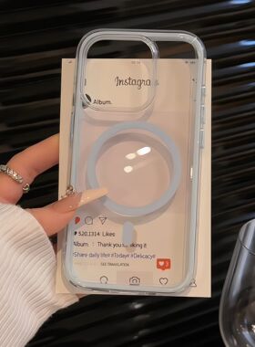 彩边磁吸二合一气囊适用iPhone16promax手机壳苹果15pro简约马卡龙14个性百搭13防摔16新款保护套男女12透明