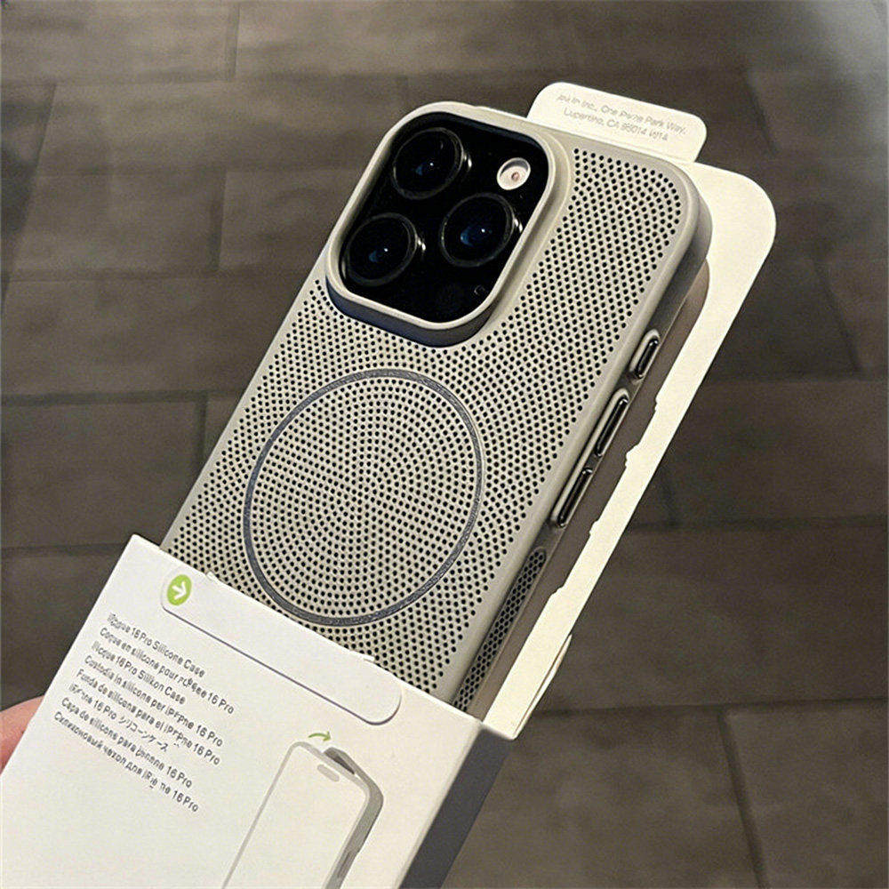 多巴胺散热网孔新款适用于iphone17promax手机壳苹果16pro磁吸充电15情侣14pro透气pm防摔保护套13超好看爆ip