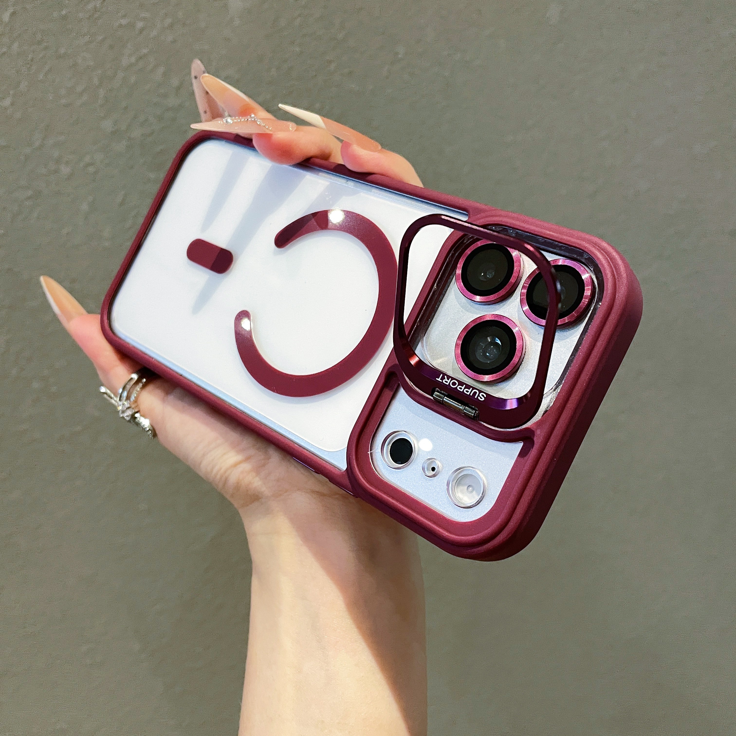 iPhone磁吸透明背板镂空支架壳