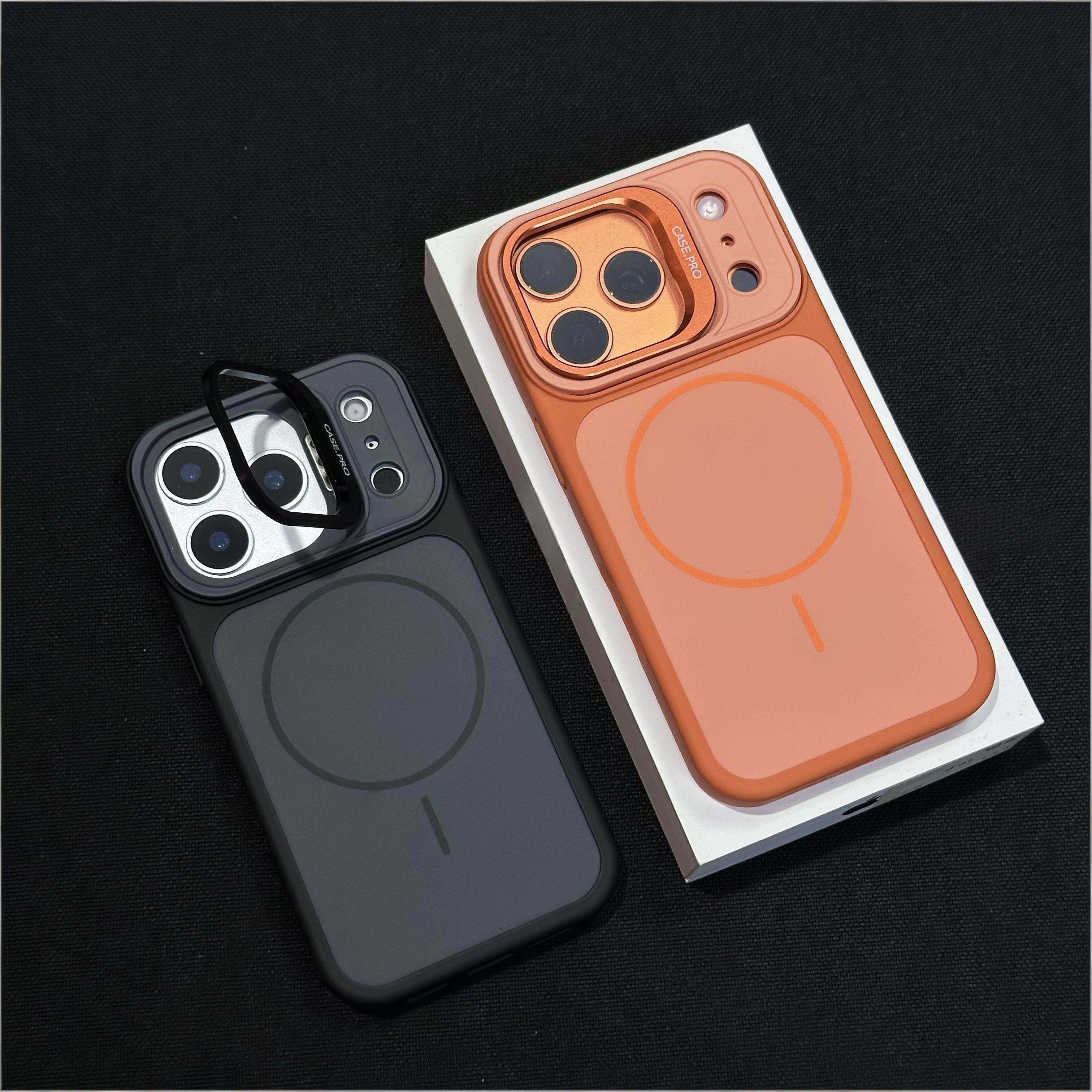 镜头支架磨砂肤感磁吸适用於苹果17Pro手机保护壳iphone16promax简约双色二合一15/14PM全包防摔ip13/12保护