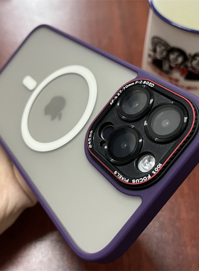 暗紫色磨砂磁吸适用苹果14promax手机壳iphone14新款Magsafe充电13小众高级感12全包防摔pro男高端套肤感超火