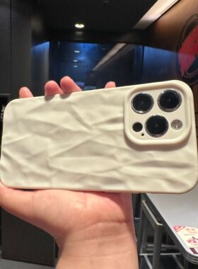 炫酷白色褶皱适用苹果15promax手机壳iphone14新款13pm硅胶11女款12pro软壳max个性14pm防摔plus手机套潮XR壳