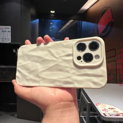 炫酷白色褶皱适用苹果15promax手机壳iphone14新款13pm硅胶11女款12pro软壳max个性14pm防摔plus手机套潮XR壳