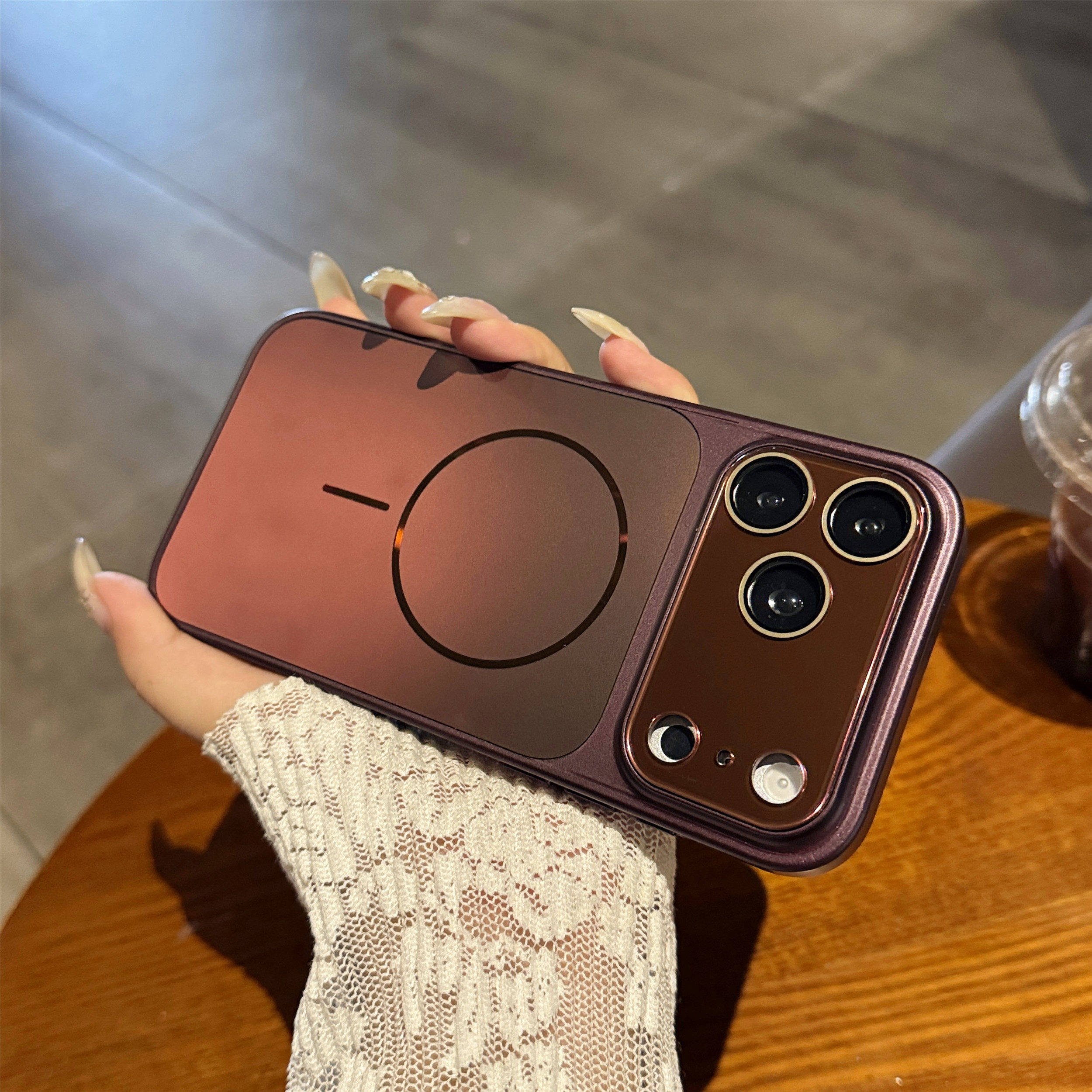 新款酒红色流光磁吸适用iPhone18promax手机壳全包防摔苹果17pro保护套 软16个性15创意14男女高级感13大视窗