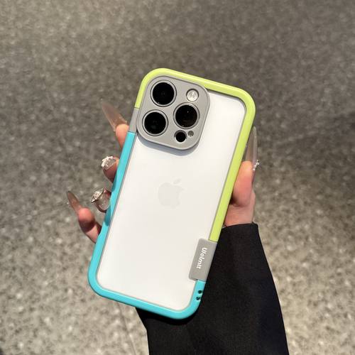 软边框镂空散热适用iphone16pormax手机壳13糖果色14苹果11简约Xs防摔XR时尚X撞色15pm轻薄8Plus防摔7/6plus