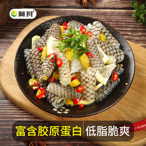 阿具泡椒香辣鱼皮卷特色开胃凉菜