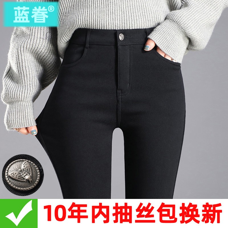 打底裤女外穿春秋2025新款秋冬加绒小脚铅笔紧身黑色裤子小黑裤