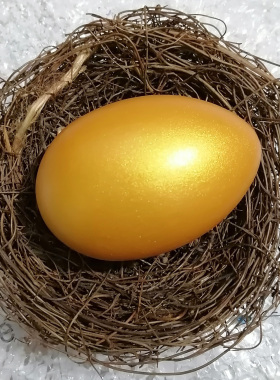 实木仿真金蛋复活节装饰摆件逼真