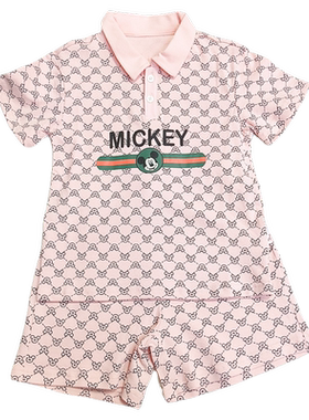 迪夏季女童套装短袖polo衫短裤2件套