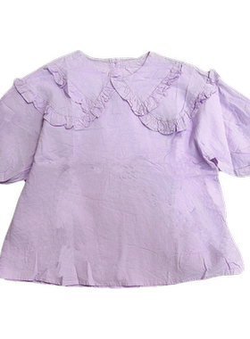 安米莉夏季女童中大童娃娃衫宽松版短袖衬衣