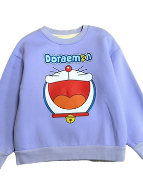 清仓多拉a梦秋冬女童加绒卫衣